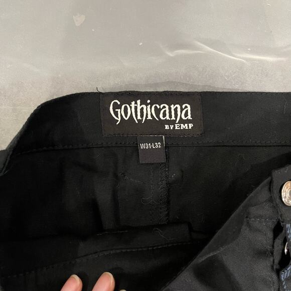 Vintage 00s goth Graphic cargo mid rise and straight fit (M) W31L32 punk - Picture 11 of 11